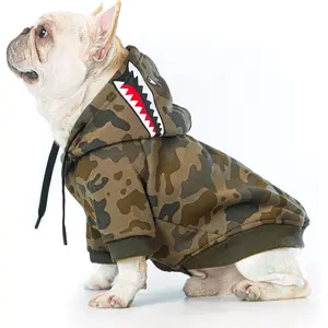 Extra Warm Fleece Lined Camo Dog Hoodie Stretchy Fit Dog Clothes for Small Medium Large Dogs