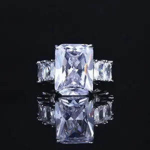 18k White Gold Plated Radiant CZ Ring