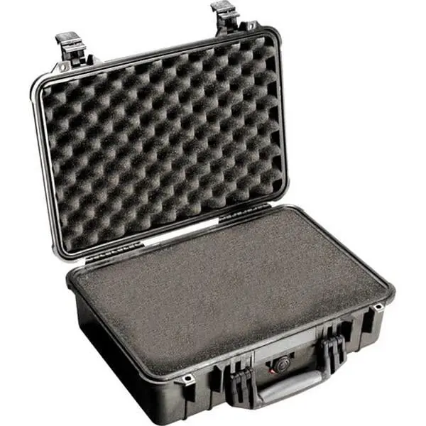 Pelican Products GE5339 1500 Black Hard Tool Case - 16.75"x11.18"x6.12" Pick 'n Pluck Foam Insert, Airtight, Automatic Pressure Valve, Chemical-Resistant, Rubber Handle, Equipment Protection, Waterproof to 30' Tool Organizer, Water Resistant