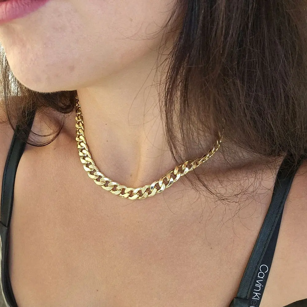 Golden Plated Cuban Link Chain Necklace – Bold Chunky Style