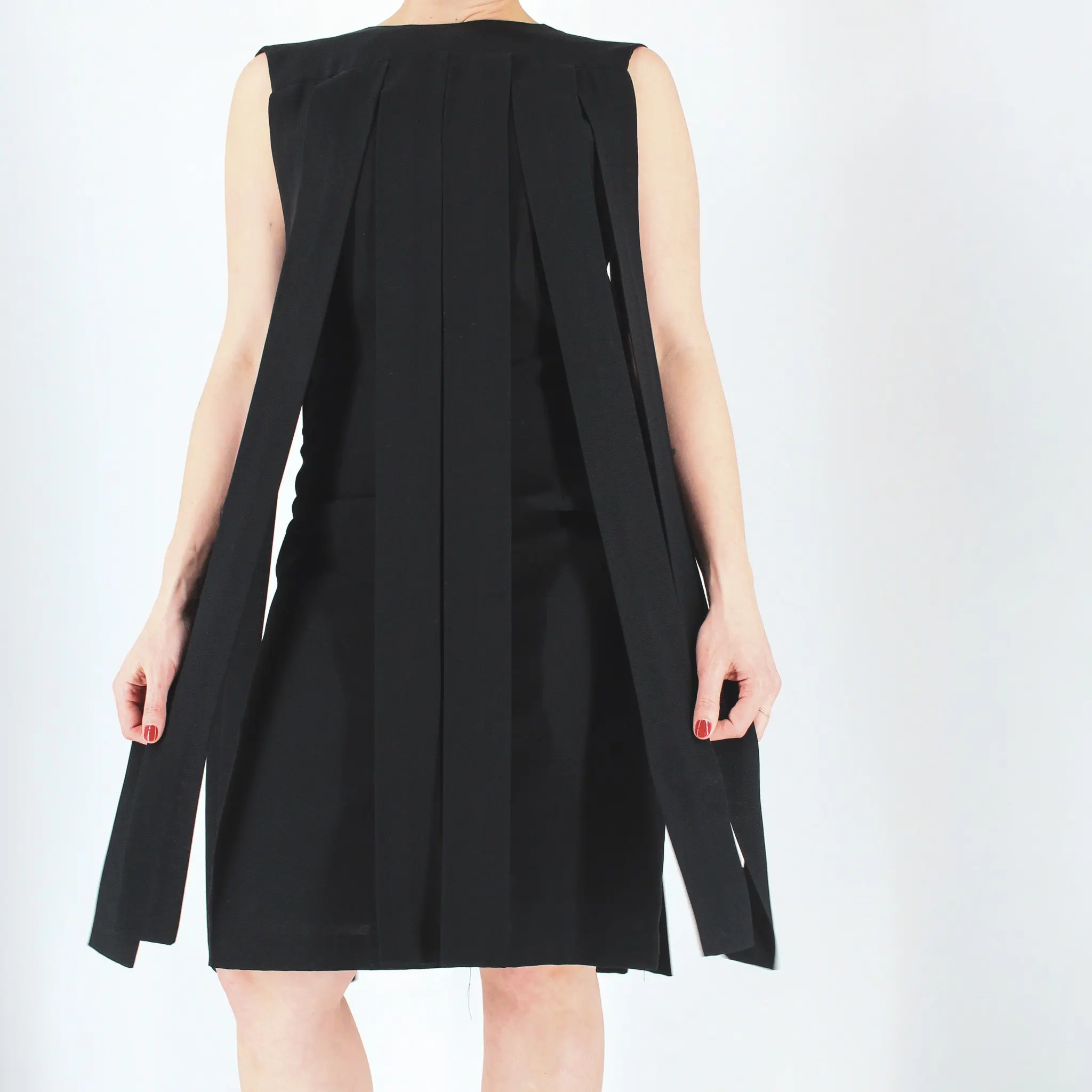 60s mod black car wash panel shift dress