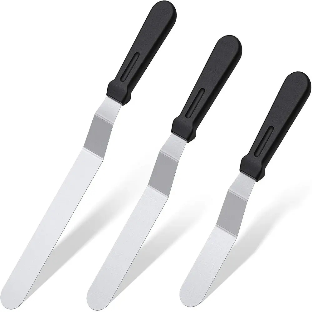 Icing Spatula Set, Offset Spatula with 6, 8, 10 Blades, Stainless Steel Angled Cake Decorating Tools, Set of 3