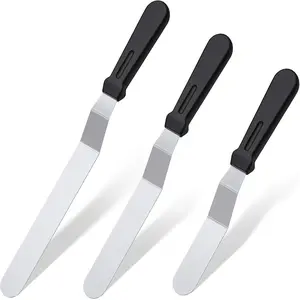 Icing Spatula Set, Offset Spatula with 6, 8, 10 Blades, Stainless Steel Angled Cake Decorating Tools, Set of 3
