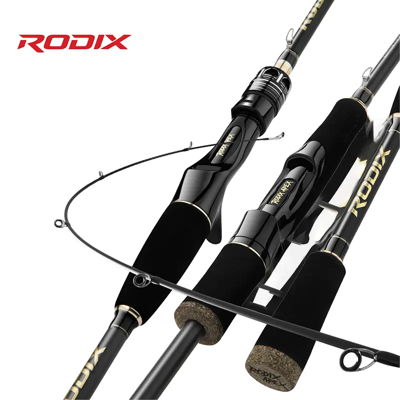 RODIX T500 Carbon Fiber Fishing Rods, 2-Piece Spinning Casting Baitcasting Rods with Ceramic Guide Rings, EVA Cork Handle, Lightweight Travel Bass Rod for Freshwater Inshore Fishing