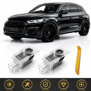 2Pcs HD LED Car Door Logo Projector Lights for Audi A1 A3 A4 A5 A6 A7 A8 Q3 Q5 Q7 Q8 TT R8 e-tron, Ultra Clear Welcome Puddle Lights, Never Fade 3D Shadow Door Lights, Car Accessories