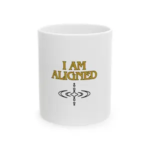 Inspirational Ceramic Mug – “I Am Aligned” Coffee Cup for Mindfulness, Yoga Lovers, Motivational Drinkware, Self-Care Gift
