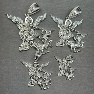 S925 San Miguel Arcángel with Cz stone Pendant Necklace Personalized Pendant Necklace