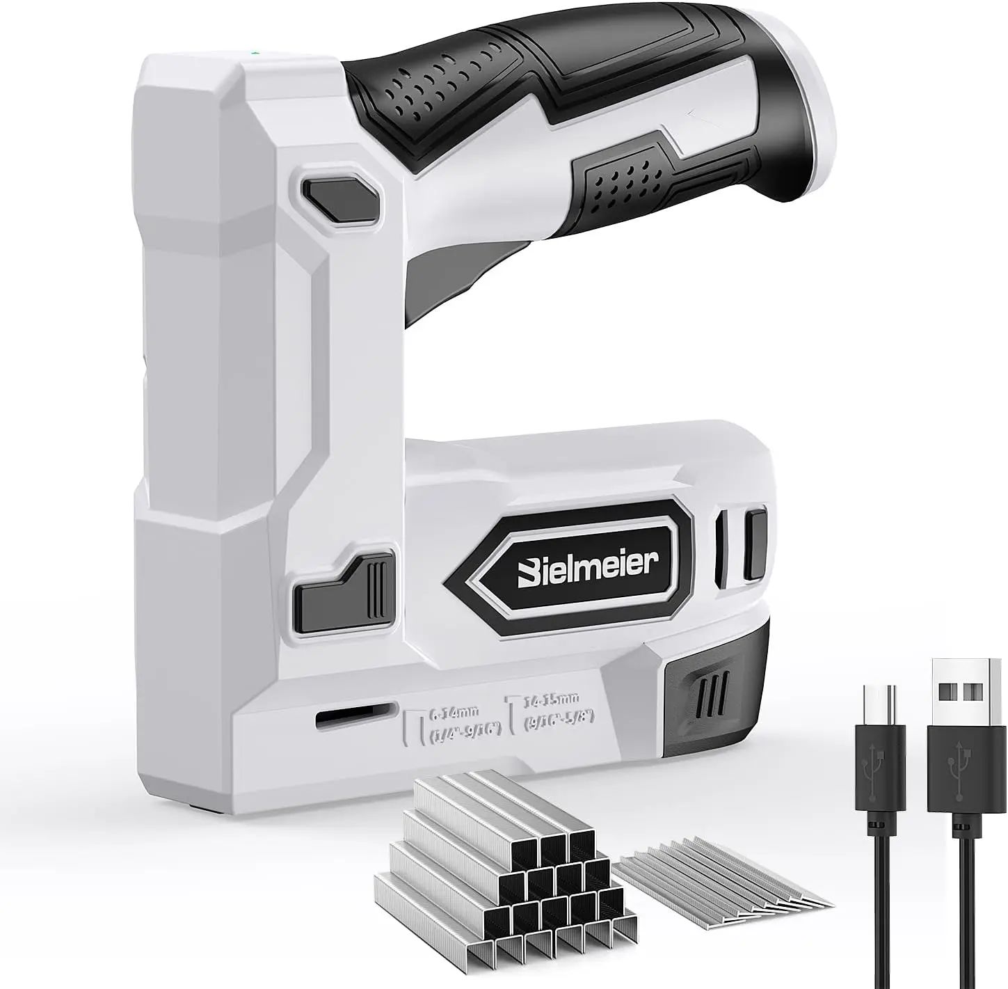 2 in 1 Cordless Electric Staple Gun and Brad Nailer with 4V Lithium Battery, USB Rechargeable Power Tacker for Upholstery, Carpentry and DIY Projects, Easy Material Repair Tool for Home Improvement and Craft Work