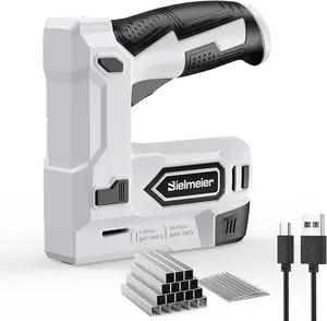 2 in 1 Cordless Electric Staple Gun and Brad Nailer with 4V Lithium Battery, USB Rechargeable Power Tacker for Upholstery, Carpentry and DIY Projects, Easy Material Repair Tool for Home Improvement and Craft Work