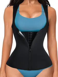 High Waist Abdominal Sweat Control Underwear, Womenswear, Button Zip Shaping Inner Wear, Slimming Body Shaper, Sporty Style, Shapewear