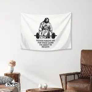 Vintage Fitness Flag for Home Gym, Weightlifting Decor Wall Banner for Man Cave Garage, Custom Style Workout Sign, Motivational Fitness Gift for Men