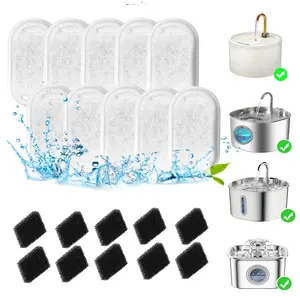 10/20pcs Cat Water Fountain Filters+Sponges, Pet Drinking Machine Replacement Filters, Pet Accessories for Water Fountains