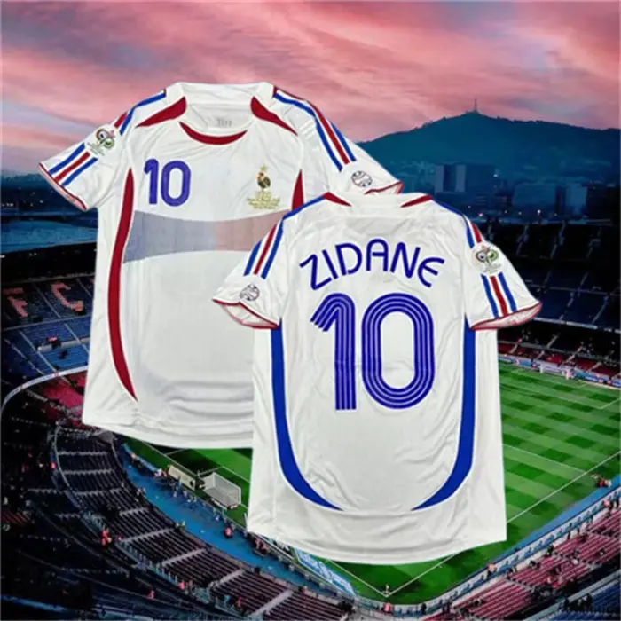 2006 France Away Retro No.10 Zidane Short sleeve Soccer jersey