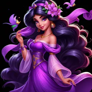 5D DIY Full Drill Round Diamond Painting Kit - Diamond Art Painting Set Purple Long Dress Mosaic, Canvas - DIY Decorative Painting, Home Wall Decor, Suitable for Halloween and Christmas, Birthday and Anniversary Gifts