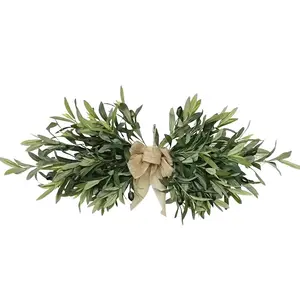 Bohemian Style, Bohemian Aesthetic, Artificial Olive Leaf Garland Corner, Plastic Greenery Wall Hanging Decoration for Kitchen, Cabinet, Dining Room, Indoor Living Room Entrance - Year Round, Christmas, Thanksgiving, No Electricity Needed