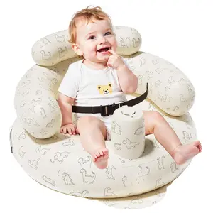 Inflatable Baby Floor Seat with Safety Belt for 3+ Months, Dinosaur Design, Built-in Air Pump Infant Chair for Sitting, Toddler Support Chair