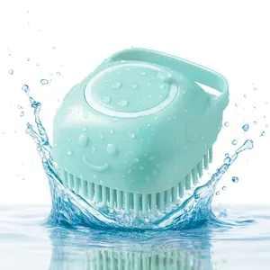 2-in-1 Pet Bath Soap Dispenser Massage Brush - Silicone Shampoo Dispensing Massager with Soft Bristles, Grooming Shower Brush for Dogs & Cats #PetBathBrush