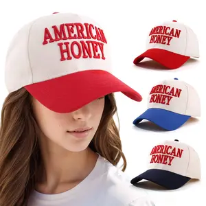 Trendy American Honey Embroidery Trucker Hat - Stylish Summer Baseball Cap for Women, Ideal for Outdoor Adventures, Casual Wear, and Sun Protection
