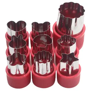 Stainless Steel Kitchen Tool Set, 9-Piece Manual Vegetable & Fruits Stampers, Bread Molds, Cookie Cutters for Home Cooking Essentials