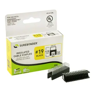 1/4" x 5/16" Insulated Cable Staples - Black - 300 Count | #19 Series