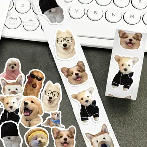 500 Sheets/roll of Cute Puppy Emoji Stickers, Funny Stickers, A Series of Sealing Stickers for Mugs, Laptops, and Suitcases. DIY Decorative Stickers for Birthday Gifts.
