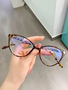 Tortoiseshell Eyeglasses for Men and Women, 1 Piece Fashion Cat Eye Frame Eyeglasses with Anti-blue Light No-slip Eyeglass for Everyday Use, Fashion Accessory