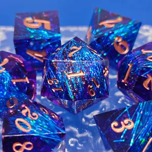7-Piece Sharp Edge Cave Resin Dice Set, Perfect for Gifting, D&d, and Tabletop Role-Playing Games, Ideal for Gamers and Collectors