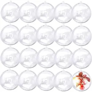 40PCS 80mm/3.14inch Large Clear Ball Ornaments 20Set Clear Plastic Fillable Christmas Balls Shatterproof Ornament Bauble for DIY Crafts Wedding Party Holiday Home Decor