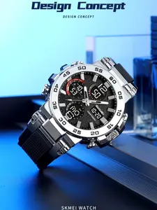 Men's Fashion Digital Watch, Casual Sporty Digital Watch with Silicone Strap, Waterproof Watch for Men, Trendy All-match Watch for Daily Use, Quartz Wristwatch