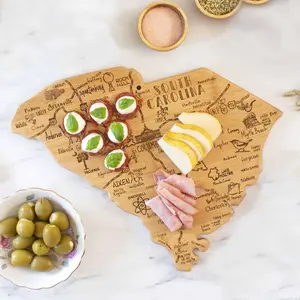 Totally Bamboo Destination South Carolina State Shaped Cutting Board, Charcuterie and Cheese Serving Board – South Carolina Gift for Home Décor or Everyday Kitchen Use