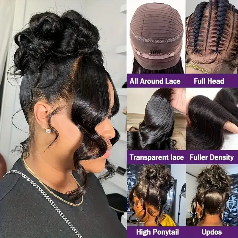 36 Inch Body Wave 360 Lace Front Wigs Human Hair Hidden 