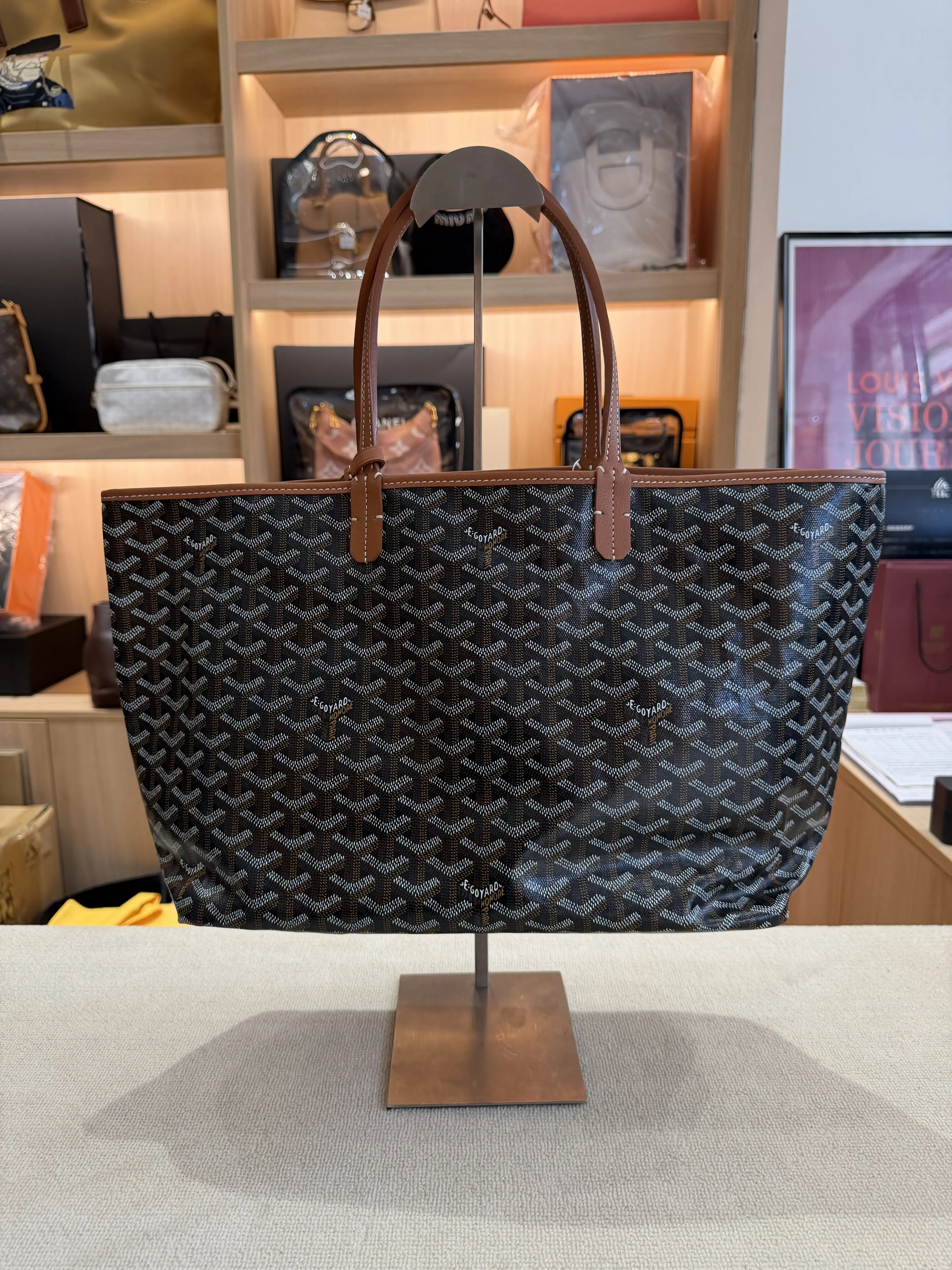 Pre-owned Goyard Saint Louis PM Tote Black and Brown Shoulder Bag