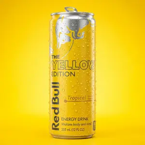 Red Bull Yellow Edition Energy Drink - Tropical Flavor, 80mg Caffeine, Taurine, B Vitamins, 12 Fl Oz Cans (Pack Options: 4, 6, 12) - Sports Beverage
