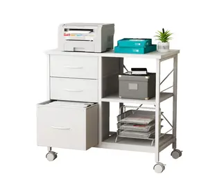 Rolling File Cabinet with 3 Drawers, Fabric Lateral Filing Storage for A4/Letter Size, Mobile Printer Stand with Open Shelf for Home Office, White