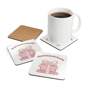 Read banned books coaster set, Book lover's cork set, Library room decor, Literary gift, Eco-friendly home, Reading housewarming accent