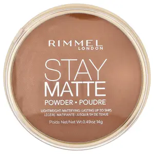Rimmel London Stay Matte, Lightweight-Mattifying Powder, 025 Toffee, 0.49 oz (14 g)