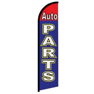Auto Parts Windless Full Sleeve Banner Flag - Bold Advertising for Mechanic Shop, RD/BL Design