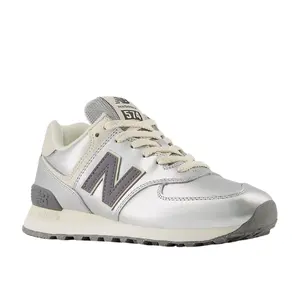 New Balance Women's 574 Metallic Silver/Arctic Grey