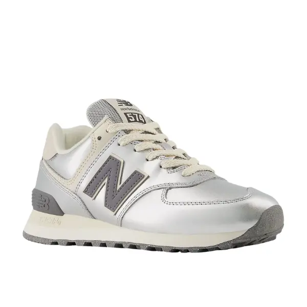 New Balance Women's 574 Metallic Silver/Arctic Grey