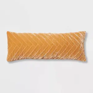 Oversized Oblong Pleated Velvet Decorative Throw Pillow Dark Gold - Threshold