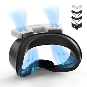 Facial Interface Cooling Fan for  Quest 3S Accessories, Soft PU Leather & Ice Silk   Pad Compatible with Oculus Quest 3S, Adjustable Fan to  Lens Fogging (3 Speeds)