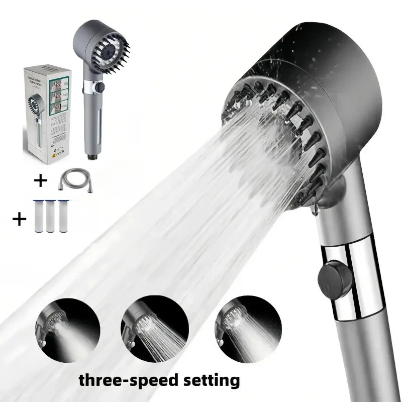 High Pressure Shower Heads, Ion Drops Shower Head, 4 Spray Modes Turbo with Built-in Filter ON\/OFF Switch Handheld Turbo Showerhead massage function Massage Handheld Shower multiple
