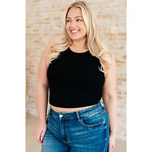 Cream of the Crop Rib Knit Tank Top in Black