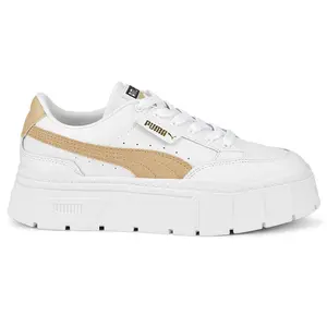 PUMA Womens Mayze Stack Platform Lace Up Sneakers Shoes Casual - White