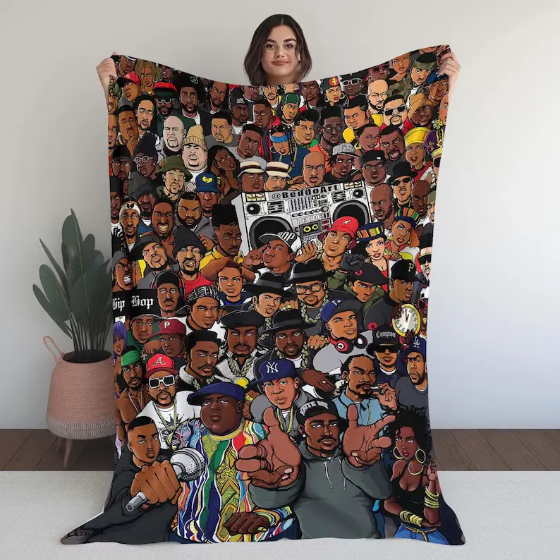 90s Hip Hop Blanket, Rap Culture Collage, Urban Music Blanket, Street Style Room Decor, Gift For Rap Fans BlanketGift Gift For Kids, Christmas Gift, Halloween Gift
