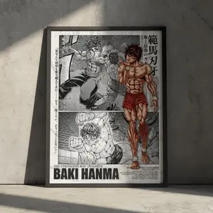 Baki Anime Artwork Poster Print, Baki Hanma the Grappler Manga Wall Decor, Gift for Anime Fan, Street Fighter BJJ MMA Minimalist Aesthetic