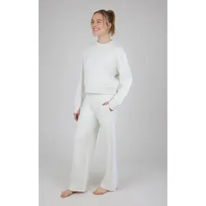 2 PC Cloud Plush Sweatshirt and Wide Leg  Snap Bottom Pant Set