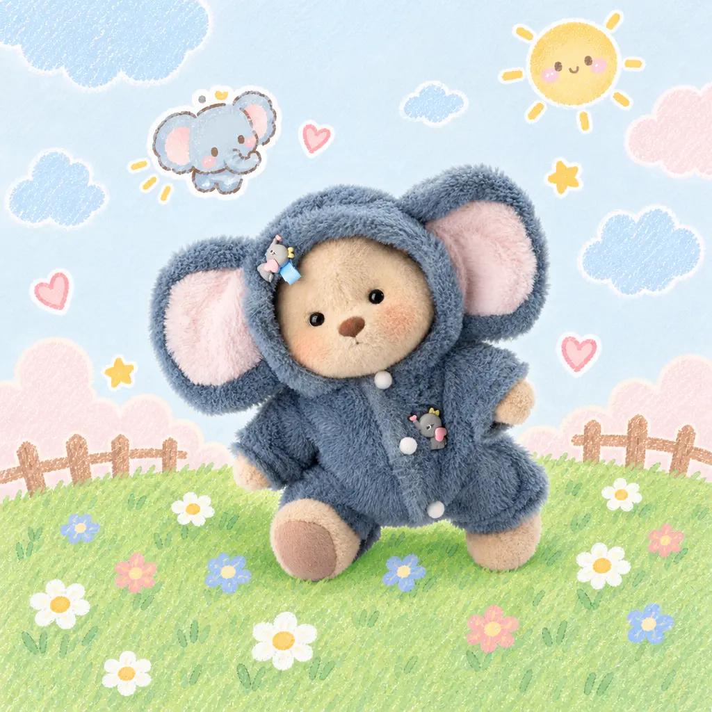 【Black Friday】Getahug 12-Inch Stuffed Doll Teddy Bear - Soft Kawaii Plush Character Prop, Hug-Ready Plush, Ages 6+, Swap Dino/Bee/Elephant Outfits & Cozy Hoodie, Animal-Themed Collectible, Gift Box-Included Kids Toy