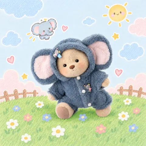 【Black Friday】Getahug 12-Inch Stuffed Doll Teddy Bear - Soft Kawaii Plush Character Prop, Hug-Ready Plush, Ages 6+, Swap Dino/Bee/Elephant Outfits & Cozy Hoodie, Animal-Themed Collectible, Gift Box-Included Kids Toy