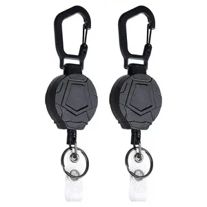 2-Pack Extra Thick 1.0 Steel Wire Rope Alloy Heavy-Duty Outdoor Climbing Extendable Keychain, High Elasticity Telescopic Plastic Multipack Keychain